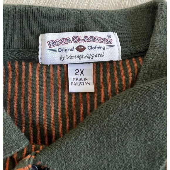 Bocca‎ Classics Miami U Polo. Hurricanes Green & Orange Striped. XXL - Picture 2 of 7
